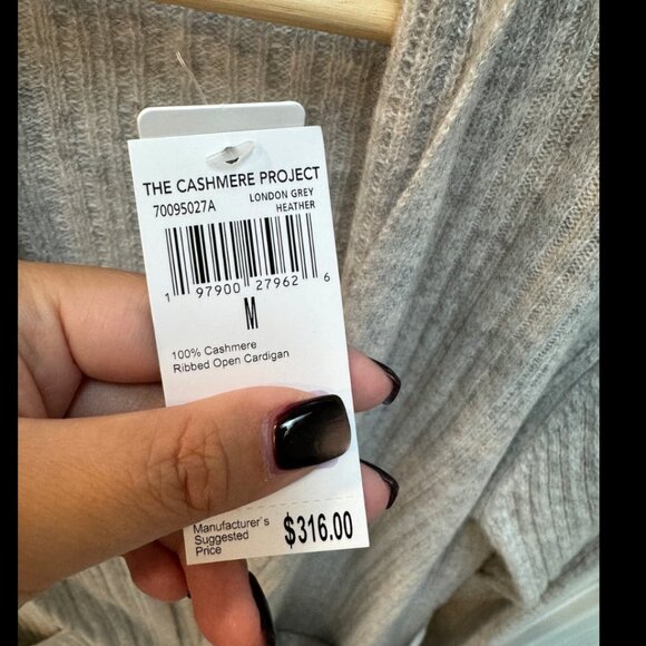 The Cashmere Project Ribbed Open Cardigan London Grey Heather Size M - Picture 4 of 4